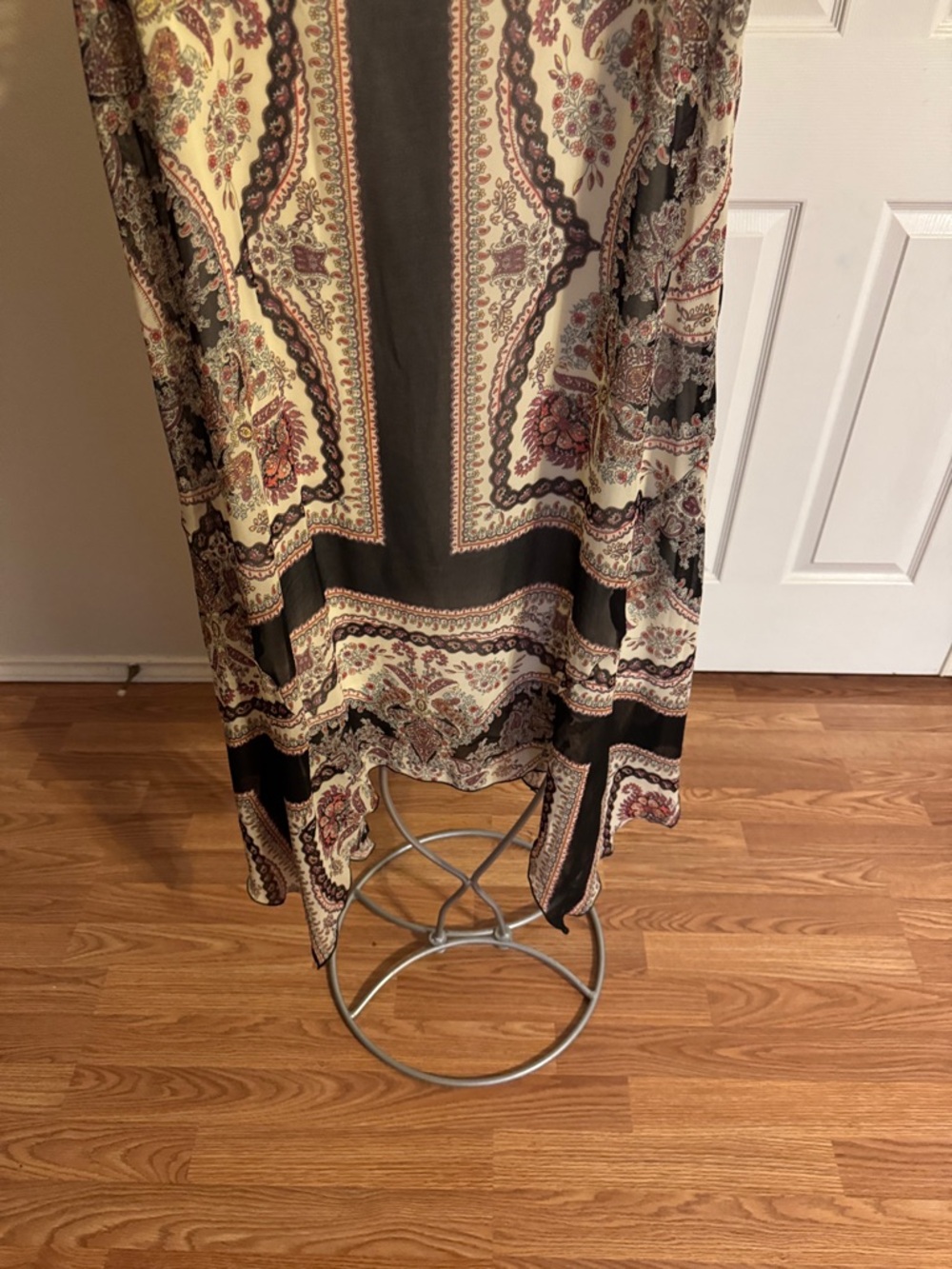 Asymmetrical Paisley Tank Dress in Cream and Brown - Picture 4 of 11